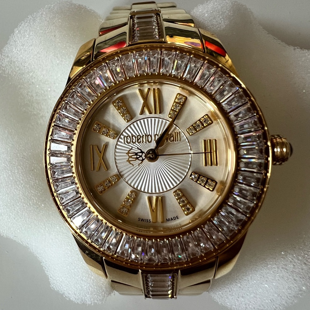 Roberto Cavalli Gold Crystal Watch - Picture 2 of 9